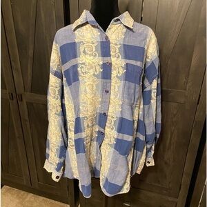 Sage Blue Denim Long Sleeve Button Up Size 14/16